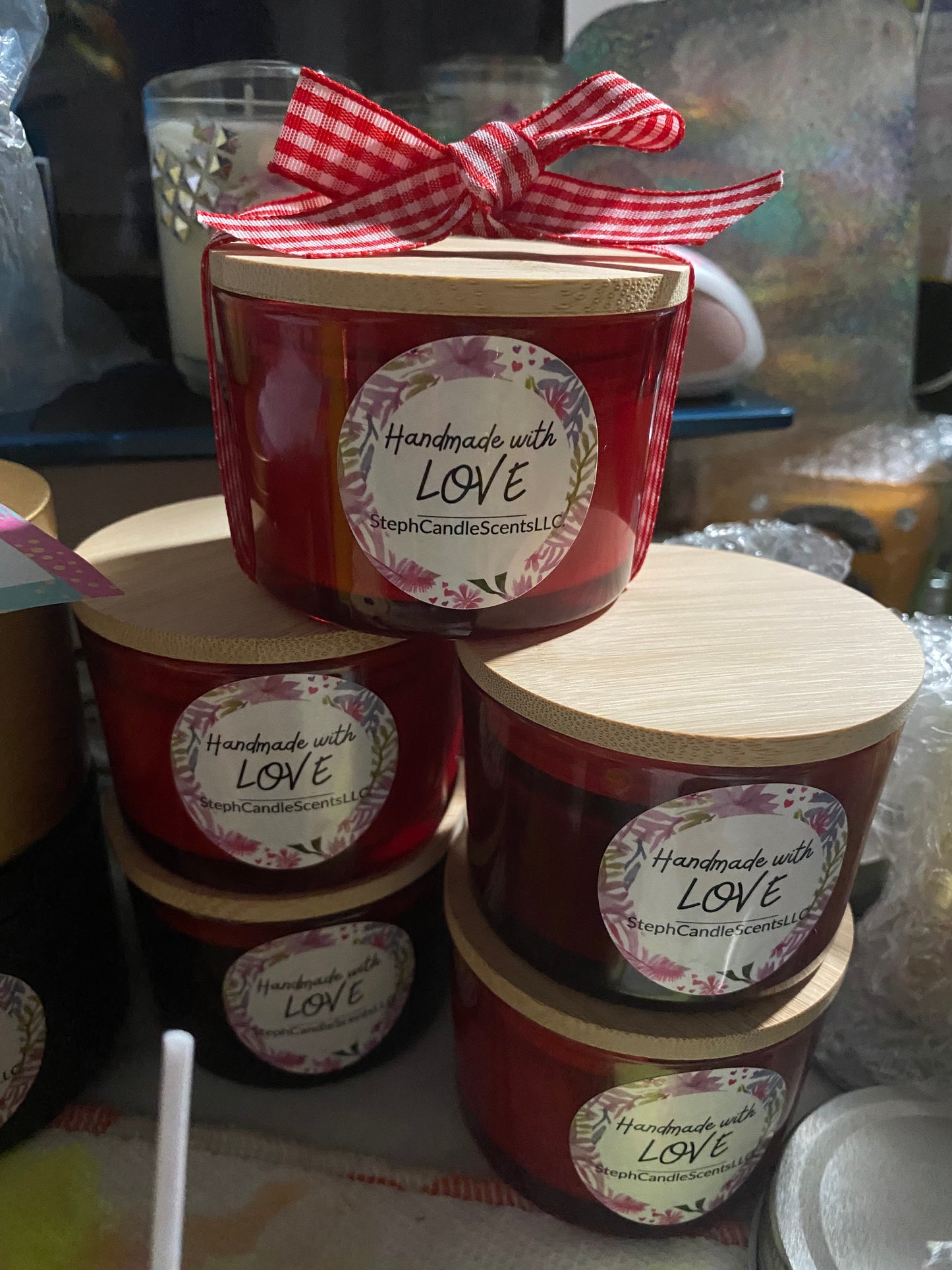 Love bug signature red candle